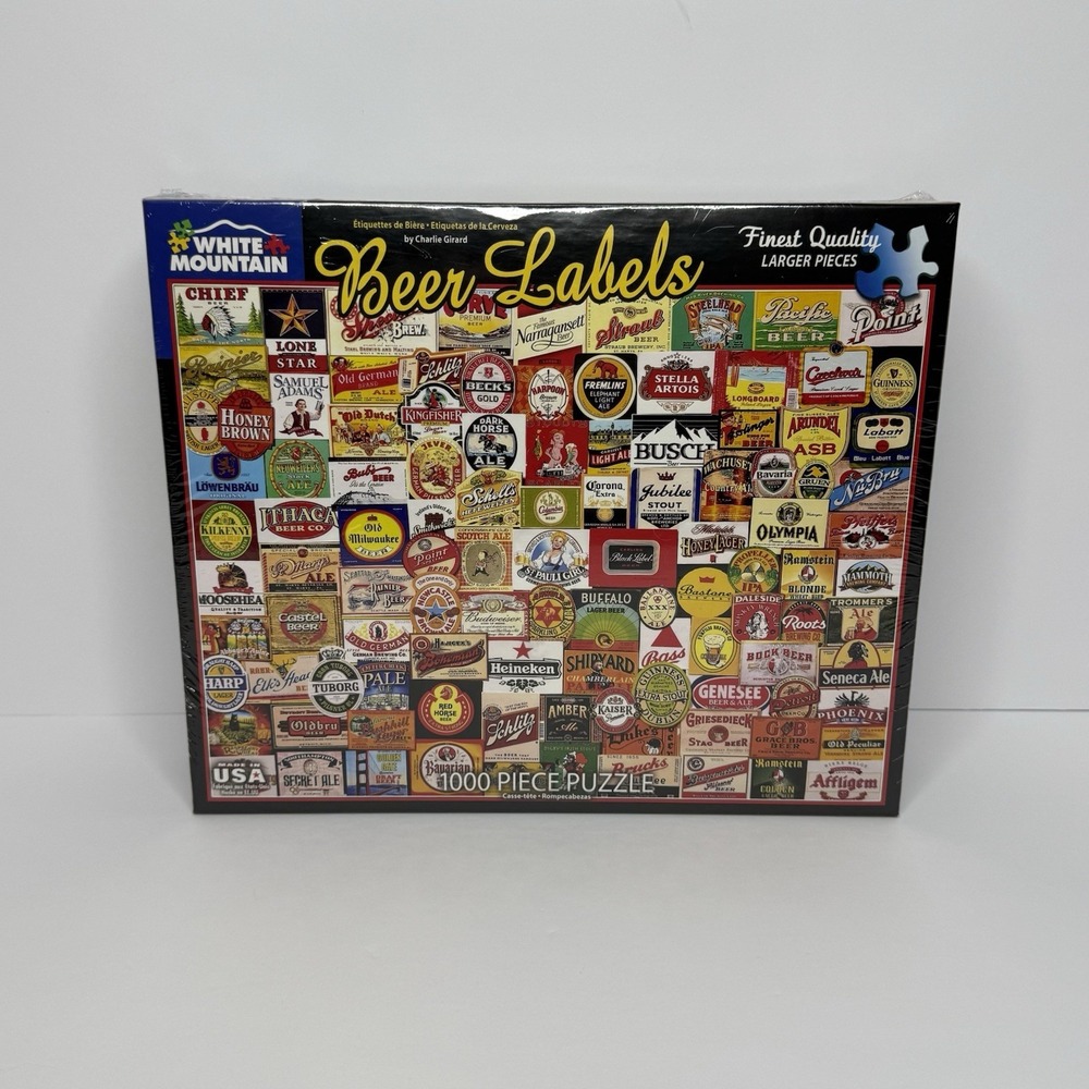 White Mountain Beer Labels 1000 Piece Puzzle Brand New Sealed